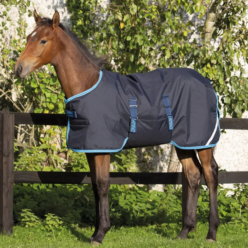 Horseware Amigo Foal Rug 200g Ripstop Turnout Rug - Navy/Electric Blue/Navy